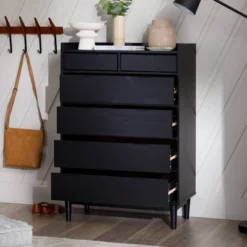 Mid-Century Modern Solid Wood 6 Drawer Vertical Dresser - Saracina Home -Furniture Specialty Store GUEST b571b7d1 67da 4c59 8b4d 6ac67427b8b3