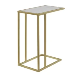 23" Modern Rectangle Two-Tone C Side Table With Metal Base - Saracina Home -Furniture Specialty Store GUEST b65b9434 3351 4d65 bc48 b2c7d25596f8