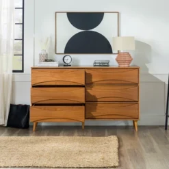 Mid-Century Modern Contoured 6 Drawer Dresser - Saracina Home -Furniture Specialty Store GUEST ba7b3ae6 3452 443a 9d57 85e8321e0910