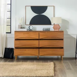 Mid-Century Modern Contoured 6 Drawer Dresser - Saracina Home -Furniture Specialty Store GUEST bb625515 9b28 47ce aec8 80be9f788699