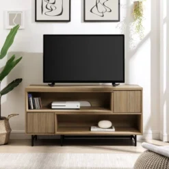 Modern Reeded Door Extendable TV Stand For TVs Up To 50" - Saracina Home 18 Modern Reeded Door Extendable TV Stand For TVs Up To 50" - Saracina Home -Furniture Specialty Store GUEST bf94a3de 05cc 4e30 8008 521b3ccde76b