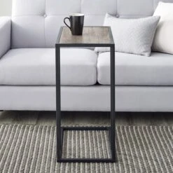 23" Modern Rectangle Two-Tone C Side Table With Metal Base - Saracina Home -Furniture Specialty Store GUEST c9fb0f6a 1baa 4f46 9ad4 ca78b73dae1e