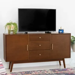 Mid-Century Modern Wood Console TV Stand For TVs Up To 65" - Saracina Home -Furniture Specialty Store GUEST cb85f3af 3c20 42f9 8a52 5c742cd3a8be