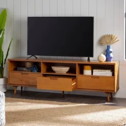 Cara 3 Drawer Mid-Century Modern 3 Drawer TV Stand For TVs Up To 80" - Saracina Home 26 Cara 3 Drawer Mid-Century Modern 3 Drawer TV Stand For TVs Up To 80" - Saracina Home -Furniture Specialty Store GUEST d0c50bac b70e 4f4a 80ee 5b7b6555975b