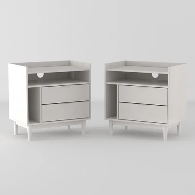 2pk Mid-Century Modern Solid Wood 2 Drawer Storage Nightstands - Saracina Home 3 2pk Mid-Century Modern Solid Wood 2 Drawer Storage Nightstands - Saracina Home