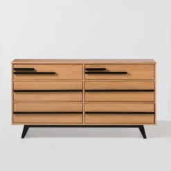 Modern 6 Drawer Double Dresser With Long Handles - Saracina Home -Furniture Specialty Store GUEST d4240551 ee83 45e1 8740 746170bdb79c