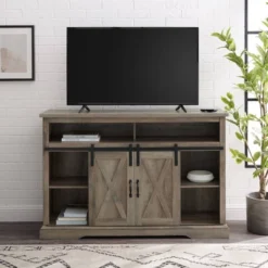 Transitional Sliding Barndoor Highboy TV Stand For TVs Up To 58" - Saracina Home 26 Transitional Sliding Barndoor Highboy TV Stand For TVs Up To 58" - Saracina Home -Furniture Specialty Store GUEST d93bcb01 6b73 4caa 92df 0c0c138da9a4