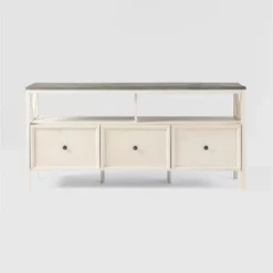 Farmhouse 3 Drawer Wood TV Stand For TVs Up To 65" - Saracina Home -Furniture Specialty Store GUEST d9730f71 b9b6 492b a5cf a4fc4c23ddea