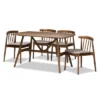 5pc Wyatt Midcentury Modern Walnut Wood Dining Set Beige/Brown - Baxton Studio -Furniture Specialty Store GUEST da8024c0 60af 4822 97df 9a5fe205a2fd