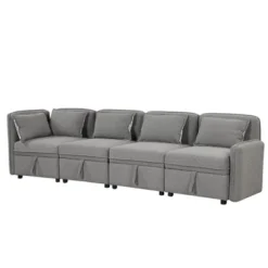 122.8" Minimalist Convertible Modular Sofa, Upholstered Sectional Sofa Couch With 5 Pillows-ModernLuxe -Furniture Specialty Store GUEST db8c769f 873d 402b bea5 b7a0feead322