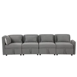 122.8" Minimalist Convertible Modular Sofa, Upholstered Sectional Sofa Couch With 5 Pillows-ModernLuxe -Furniture Specialty Store GUEST dce9fb95 745e 49c9 aade a8aed3acddf8