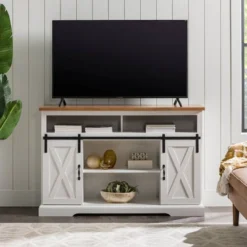 Transitional Sliding Barndoor Highboy TV Stand For TVs Up To 58" - Saracina Home 33 Transitional Sliding Barndoor Highboy TV Stand For TVs Up To 58" - Saracina Home -Furniture Specialty Store GUEST dd9ce182 82e2 4e7a a263 00af007d0202