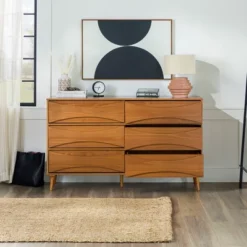 Mid-Century Modern Contoured 6 Drawer Dresser - Saracina Home -Furniture Specialty Store GUEST e3d278c0 2027 4917 98d0 1a8a534d229b