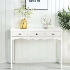 Costway Console Table Hall Table Side Table Desk Accent Table 3 Drawers Entryway White -Furniture Specialty Store GUEST e6e72db3 43b3 42d6 95f8 7e6c90496612