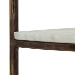 33.5" Bainville Modern Glam Handcrafted Marble Half Round Etagere Bookcase Natural White/Antique Brass - Christopher Knight Home -Furniture Specialty Store GUEST e8e9bc5f cfde 4ca6 8d2c 47465c627aa2