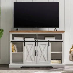 Transitional Sliding Barndoor Highboy TV Stand For TVs Up To 58" - Saracina Home 34 Transitional Sliding Barndoor Highboy TV Stand For TVs Up To 58" - Saracina Home -Furniture Specialty Store GUEST e952740e 70ac 42e4 a86c 65befa0e8542