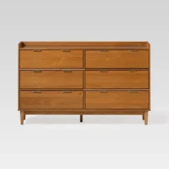 Mid-Century Modern Solid Wood 6 Drawer Double Dresser - Saracina Home -Furniture Specialty Store GUEST f40a606f 0c8e 43a8 b20e 6173eadd8c07