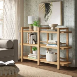 38" Hertford Wide Wood Horizontal Bookcase Brown - Thresholdâ˘