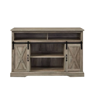 Transitional Sliding Barndoor Highboy TV Stand For TVs Up To 58" - Saracina Home 4 Transitional Sliding Barndoor Highboy TV Stand For TVs Up To 58" - Saracina Home - Image 2