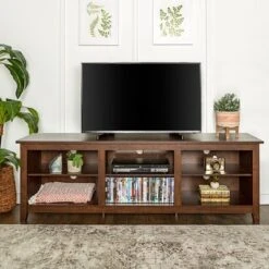 Transitional 6 Cubby Wood Open Storage Wood TV Stand For TVs Up To 80"- Saracina Home -Furniture Specialty Store GUEST f89b070d c04c 4de6 a143 2ba0bc1fd9f0