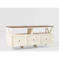 Farmhouse 3 Drawer Wood TV Stand For TVs Up To 65" - Saracina Home -Furniture Specialty Store GUEST fecee8bb 867b 4497 a2fe de792e75020c