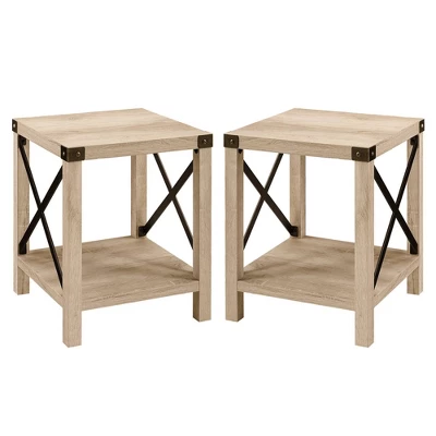 Set Of 2 Sophie Rustic Farmhouse X Frame Side Tables - Saracina Home 4 Set Of 2 Sophie Rustic Farmhouse X Frame Side Tables - Saracina Home - Image 2